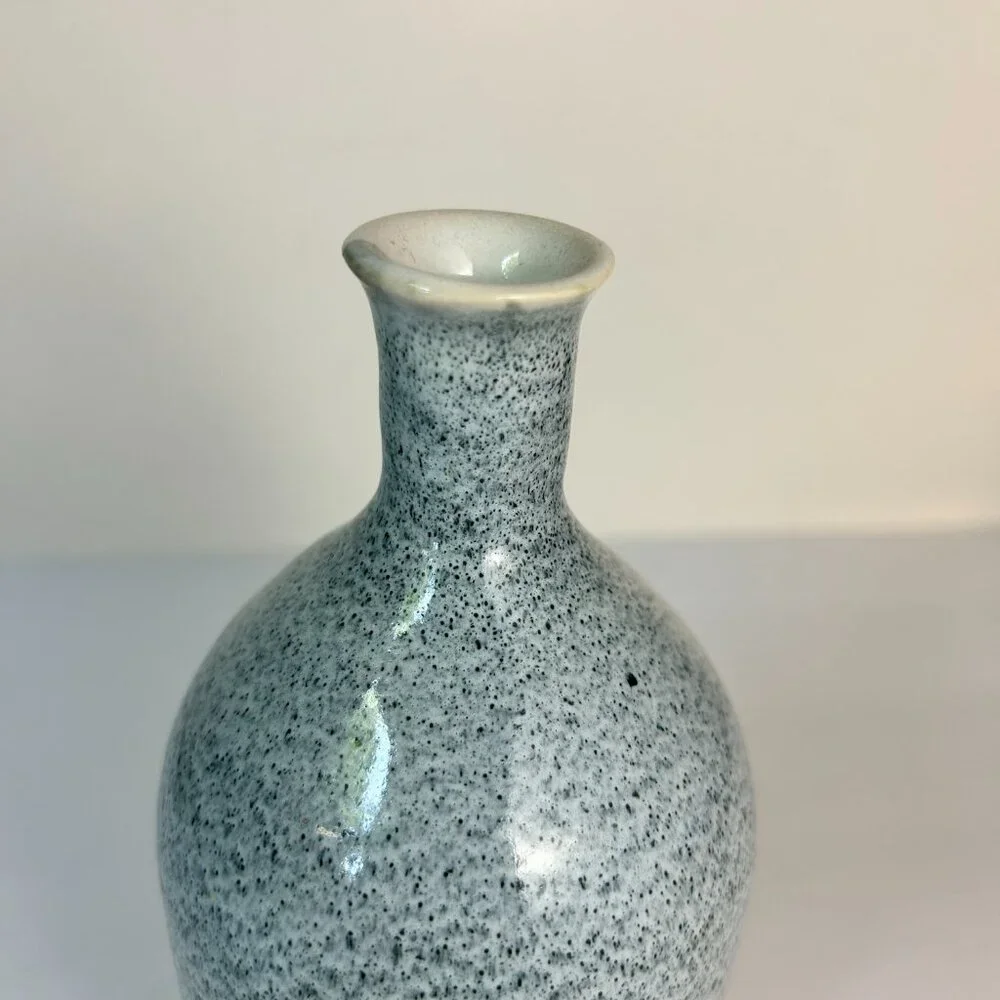 Pottery Bud Vase Speckled Blue Green Stoneware 7.5
